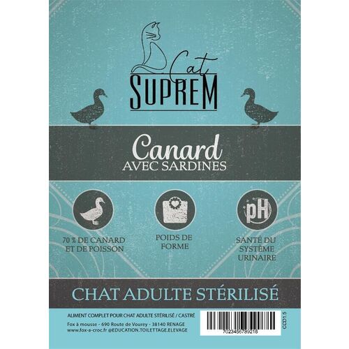 CHAT st&eacute;rilis&eacute; CANARD avec sardine